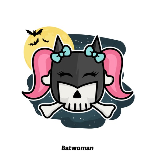 Halloween design with the title 'Batwoman - Skull'