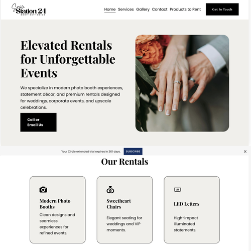 Website with the title 'Optimisation of Event Rental Business'