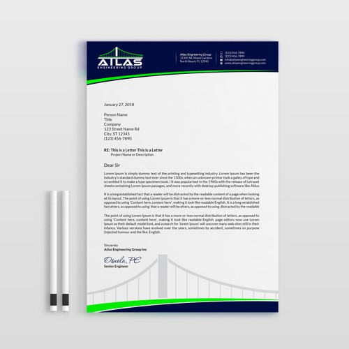 Letterhead design with the title 'MODERN+ATTRACTIVE'