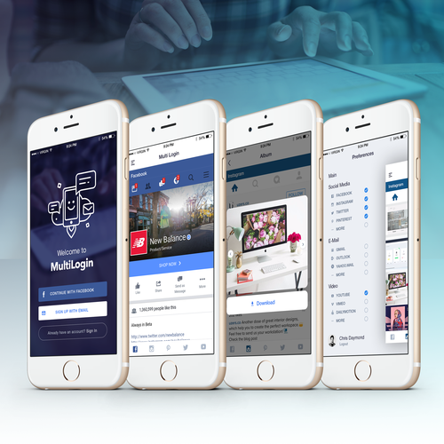Android design with the title 'Multi Login App Design'