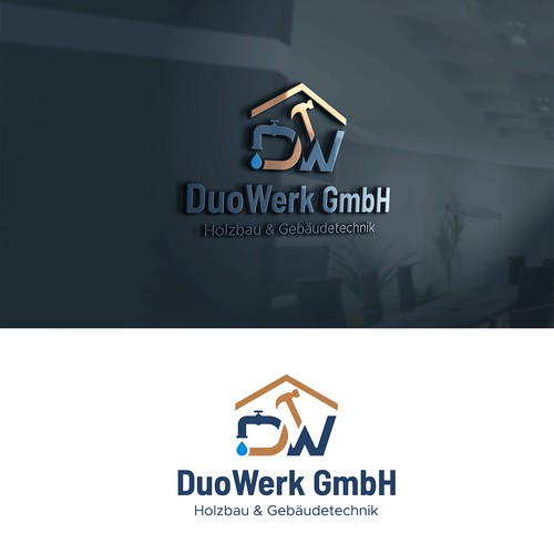 Plumbing logo with the title 'Plumbing. construction home repair logo design.'