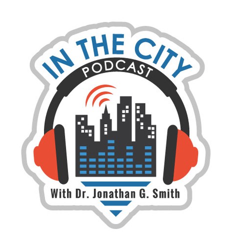 Headphone logo with the title 'In the City Podcast'