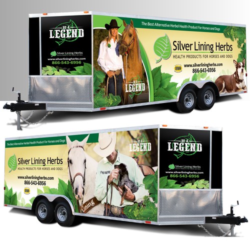Trailer wrap design with the title 'Eye Catching Enclosed Trailer Wrap'