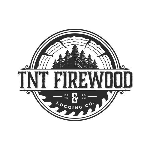 Logging logo with the title 'TNT Firewood & Logging Co.'
