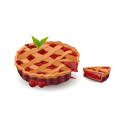 Food artwork with the title 'Tasty Cherry Pie'