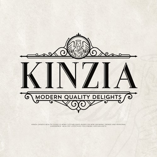 Ornamental logo with the title 'Kinzia'