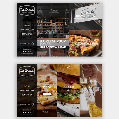 Pizza website with the title 'Website Design La Grata'