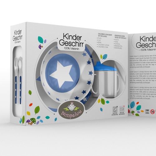 Simple packaging with the title 'Create a Product Packaging for Kids Tableware/Crockery'