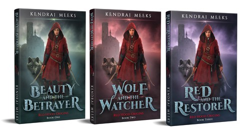 Urban fantasy book cover with the title 'Red Hood Origins series'