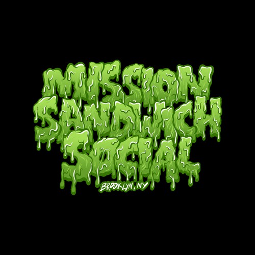 Monster t-shirt with the title 'Melted Hand Lettering for Sandwich Company'