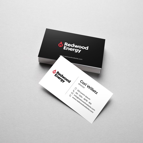 Redwood design with the title 'Redwood Energy business card'