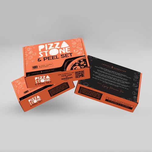 Gift packaging with the title 'Pizza stone & peel set'