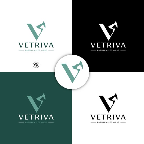 Gold V logo with the title 'Vetriva logo'