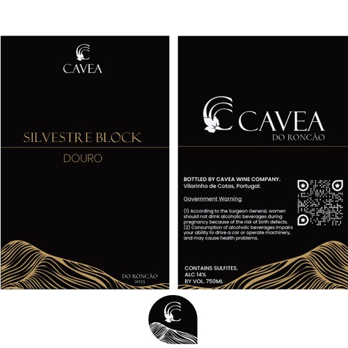 Winery label with the title 'Wine Label for Cavea Portugal'