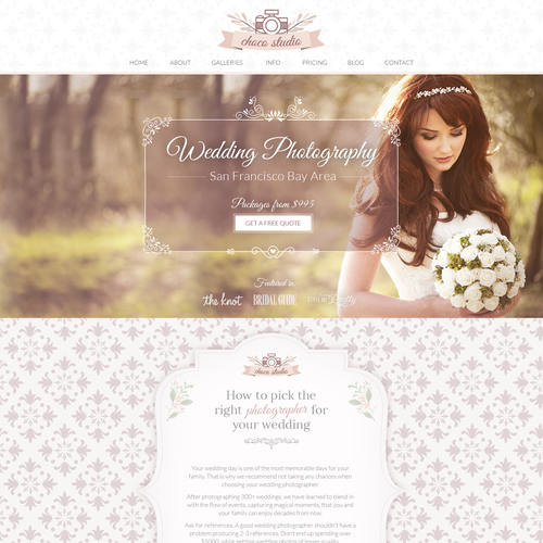 Photography website with the title 'Website Design for San Francisco Wedding Photographers'