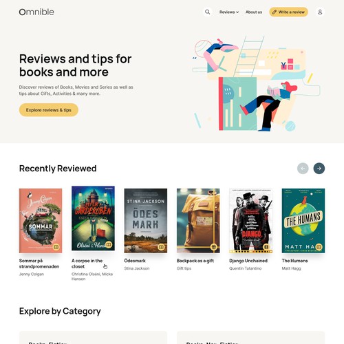 Tips design with the title 'Reviews for books & more'