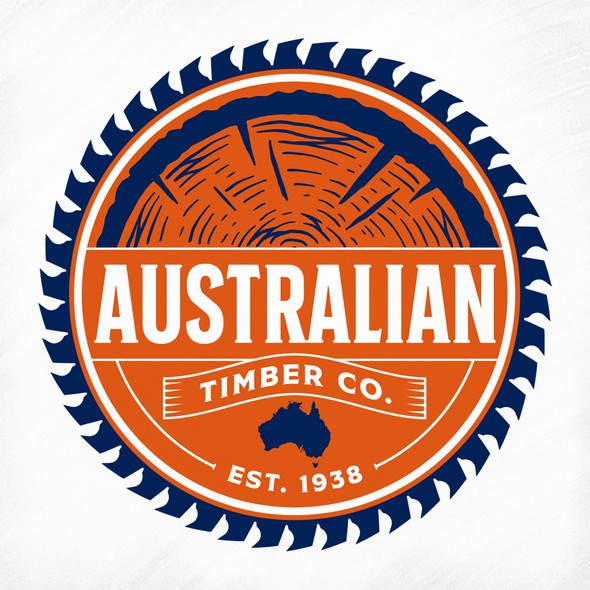 Saw blade logo with the title 'Australian Timber Co.'