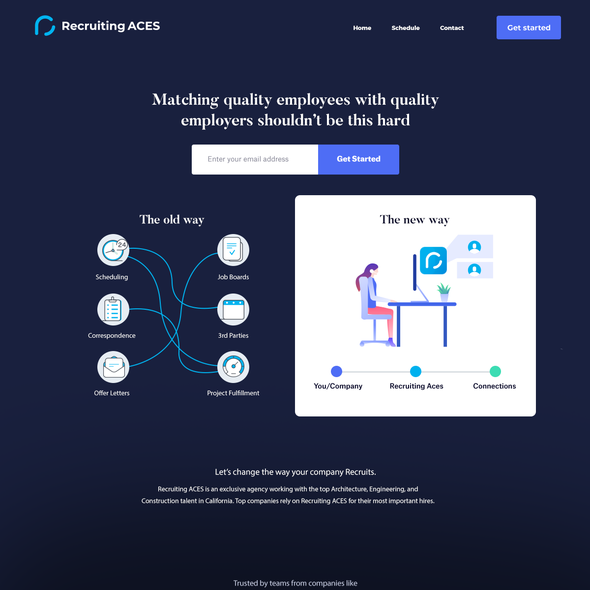 Pricing design with the title 'Recruting aces landing page concept #2'