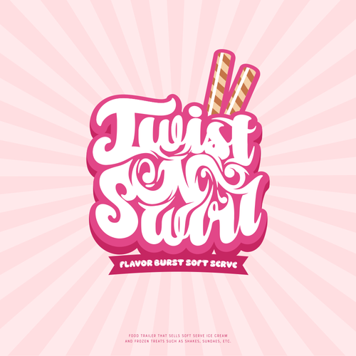 Hand-drawn logo with the title 'Twist N Swirl'
