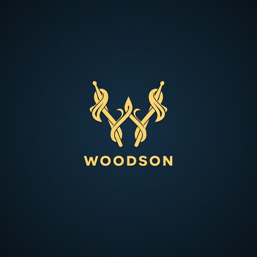 Drummer logo with the title 'Woodson Drums'