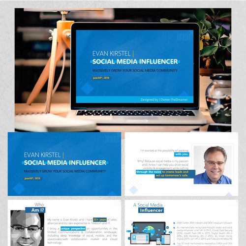 Networking design with the title 'PowerPoint Design for the "EvanKirstel.com" Project.'