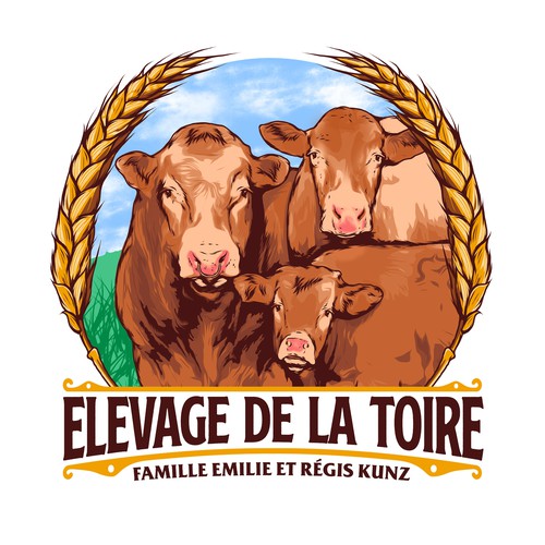 Cow artwork with the title 'Elevage de la Toire'