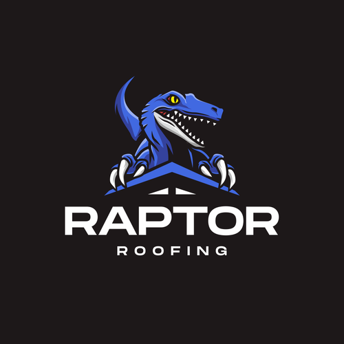Raptor design with the title 'Design portrays durability/trust, one that catches the eye for roofing company.'