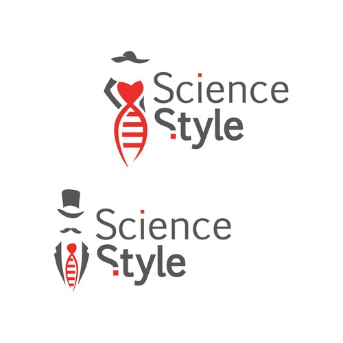 Red and gray design with the title 'Modern Science Fashion logo'