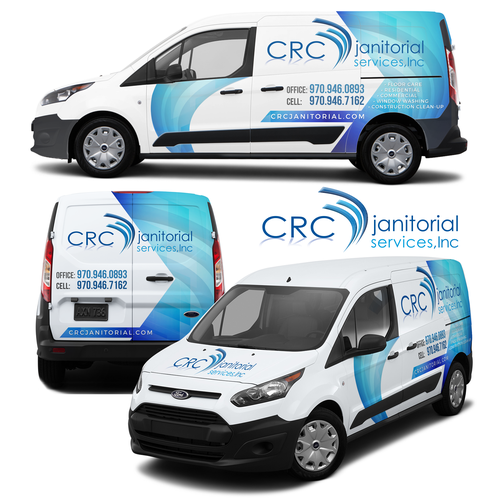 Transit design with the title 'CRC Janitorial Services Vehicle Wrap'