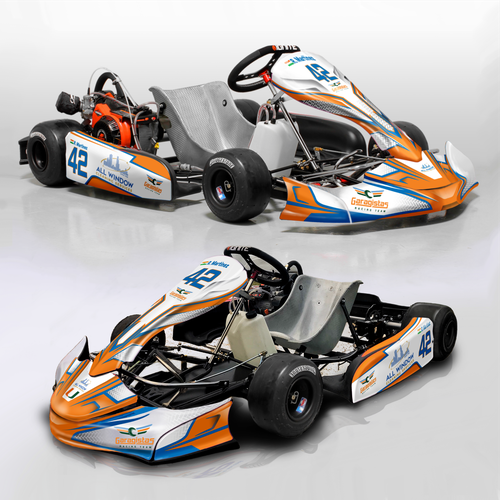 Race car design with the title 'Racing Kart wrap design'