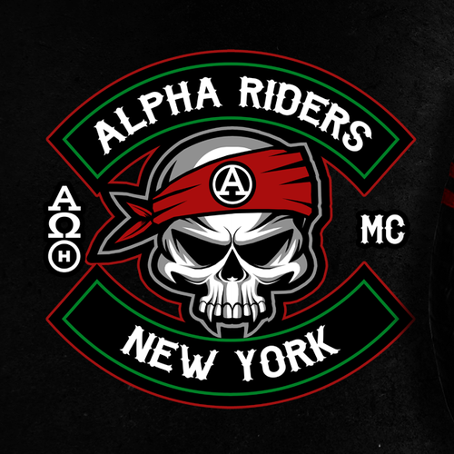 Motorcycle club logo with the title 'Alpha Riders'