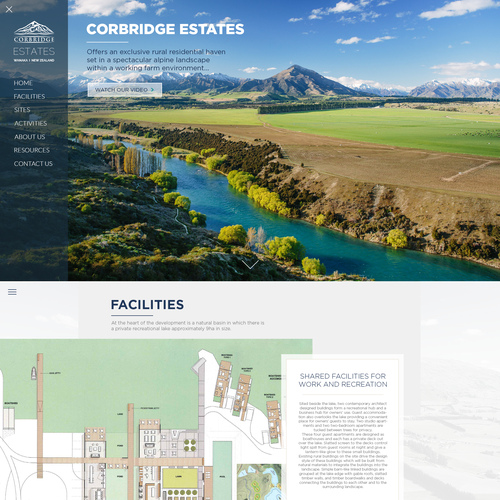 Modern website with the title 'Web design for Corbridge Estates'