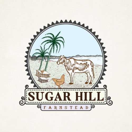 Sugar logo with the title 'Create Vintage Logo for Hawaii Farm'