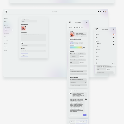 Artificial intelligence website with the title 'Website dashboard for AI prompts'