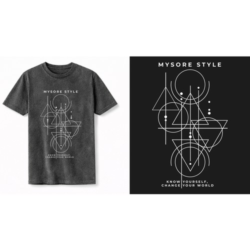 Geometric t-shirt with the title 'Design Signature T Shirt for Yoga Brand that is changing lives.'