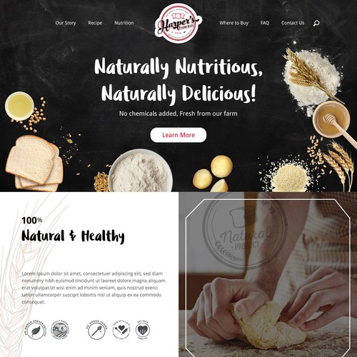 Rustic website with the title 'Website design for bread company'