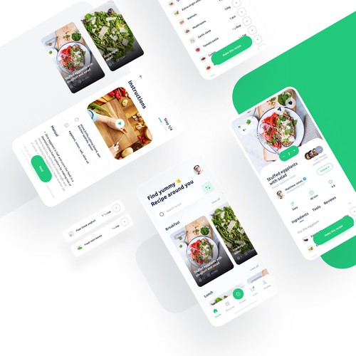 Grocery store design with the title 'Yummy Recipes App Concept'