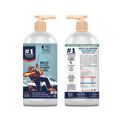 Cat label with the title 'Wild Alaskan Salmon Oil Bottle Label'