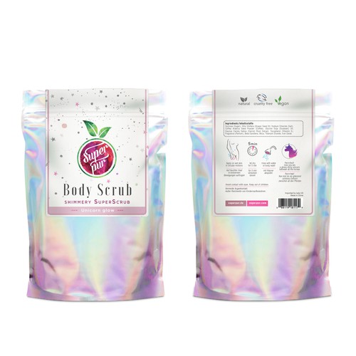 Girly design with the title 'Body Scrub packaging'