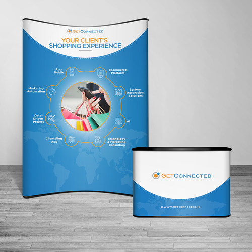 Booth design with the title 'Tradeshow graphics for booth in fashion & lifestyle event'