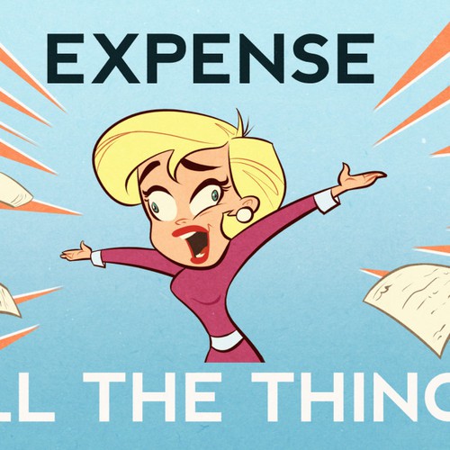 Comic artwork with the title 'Life of an Entrepreneur Cartoon - Expense'