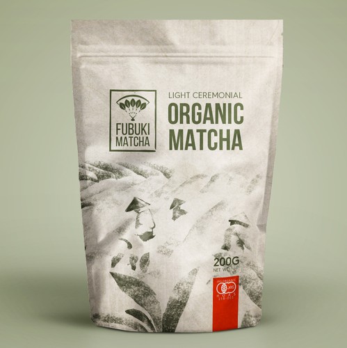 Tea label with the title 'Japanese Organic Matcha'