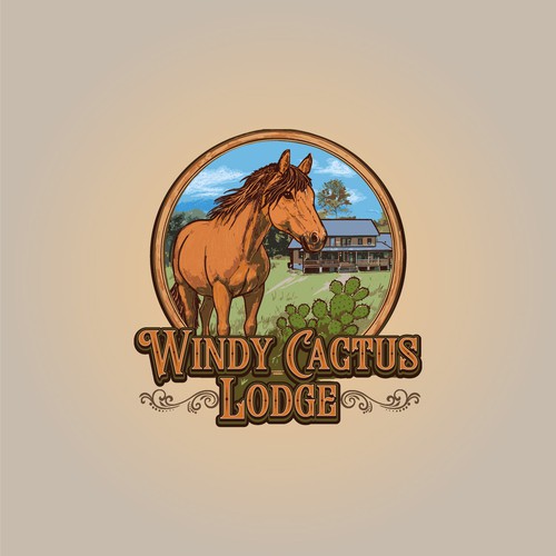 Cactus logo with the title 'Windy Cactus Lodge'