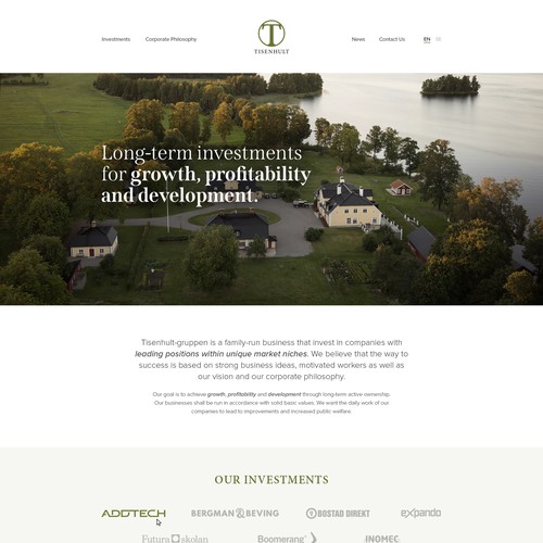 Corporate website with the title 'Tisenhult'