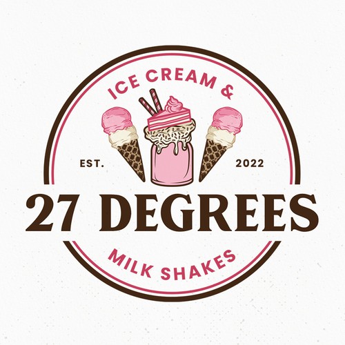 Pink brand with the title 'design for a ice Cream and Milk Shake brand'