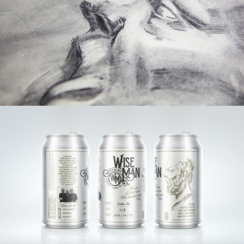 Carbon design with the title 'Beer label for Wise Man Brewing'