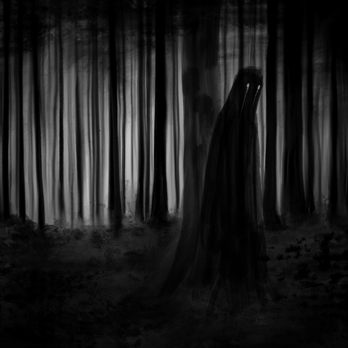 Horror artwork with the title 'Creepy Book Illustration 💀'