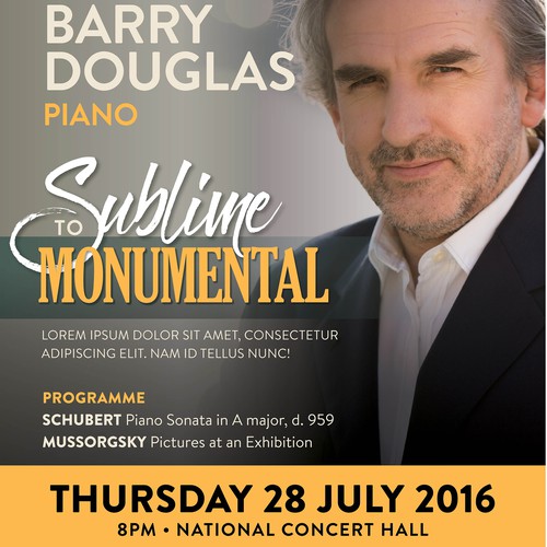 Piano design with the title 'Flyer for classical piano concert'