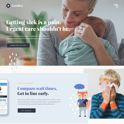 Medical website with the title 'Code Blue Landing'