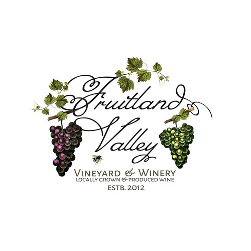 Grape logo with the title 'Logo concept for Vineyard & Winery'